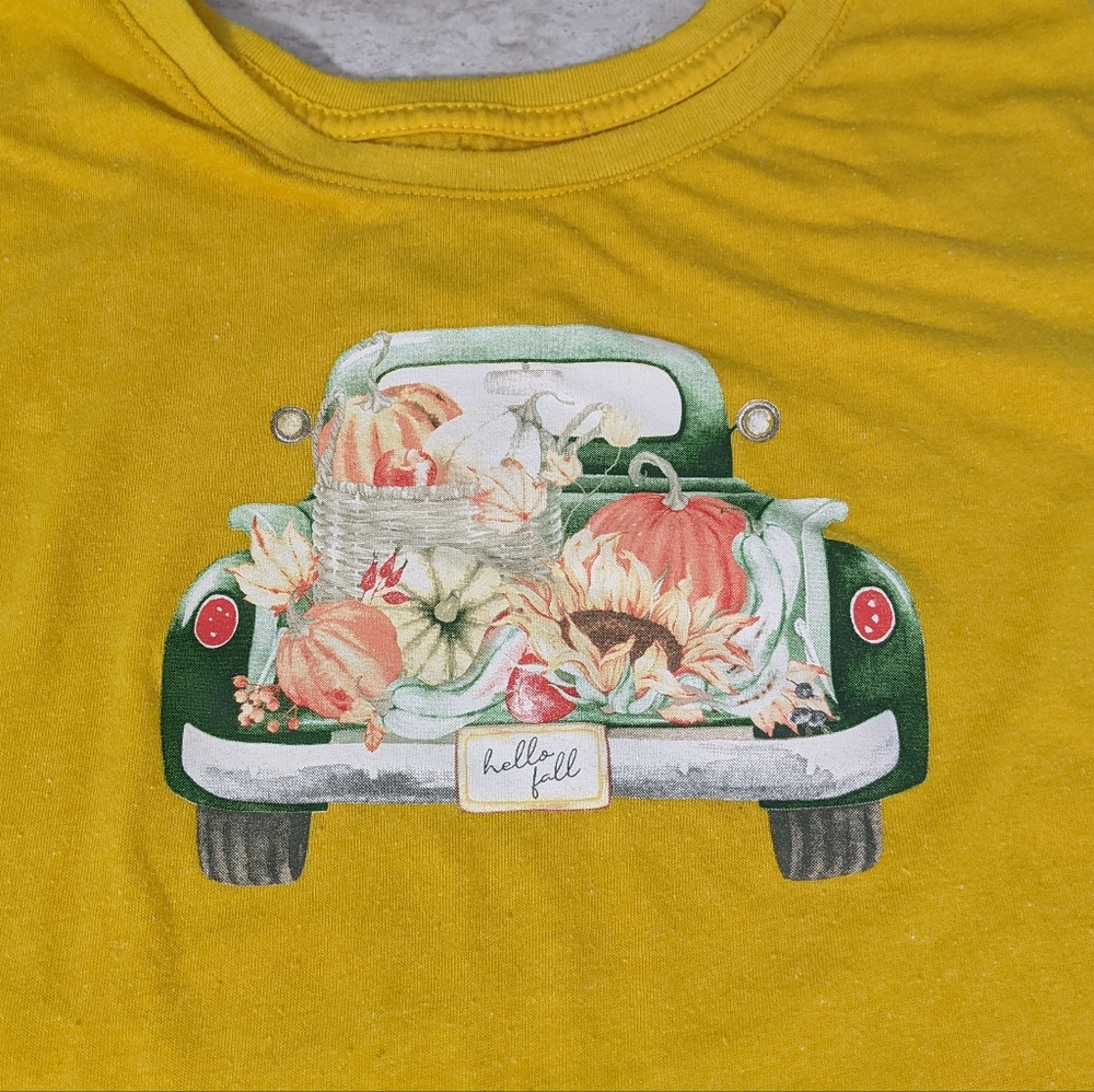 Hello Fall Mustard Color T-Shirt